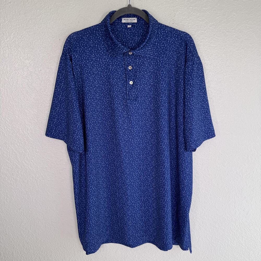 Peter Millar Summer Comfort Polo Shirt Men XL Western Cowboy Football Outlaw Blu